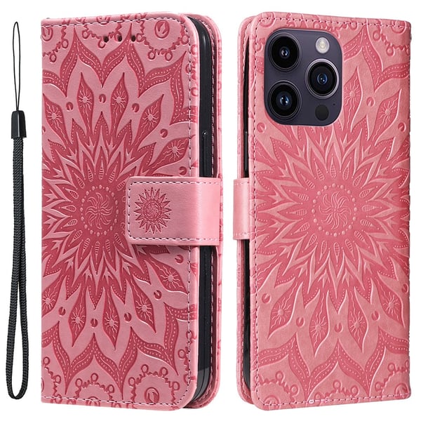 SKALO iPhone 15 Pro Max Mandala Flip Cover - Pink