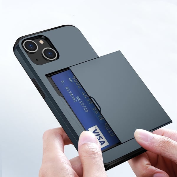 SKALO iPhone 15 Plus Armor Cover kortholder - Blå