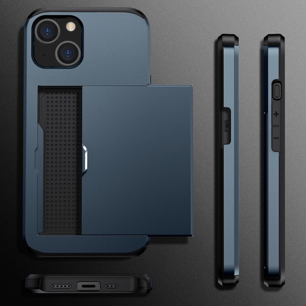 SKALO iPhone 15 Plus Armor Cover kortholder - Blå