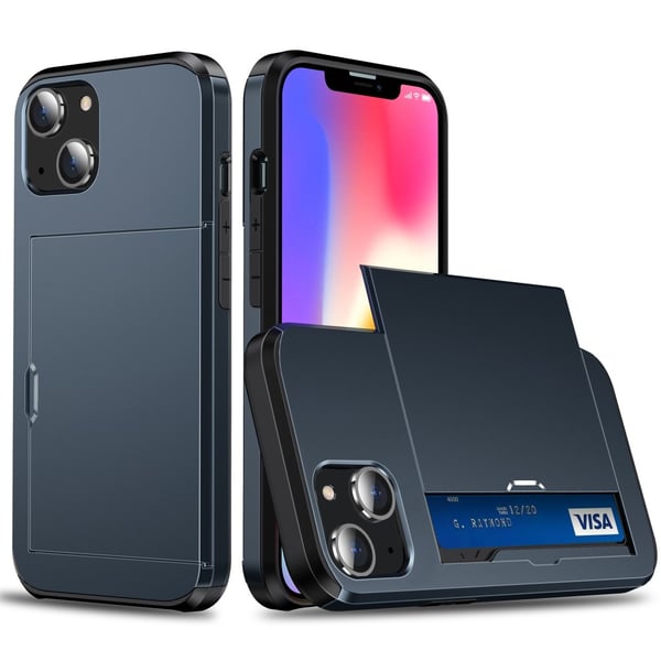 SKALO iPhone 15 Plus Armor Suojakuori korttikotelo - Sininen SKALO iPhone 15 Plus Armor Suojakuori korttikotelo - Sininen