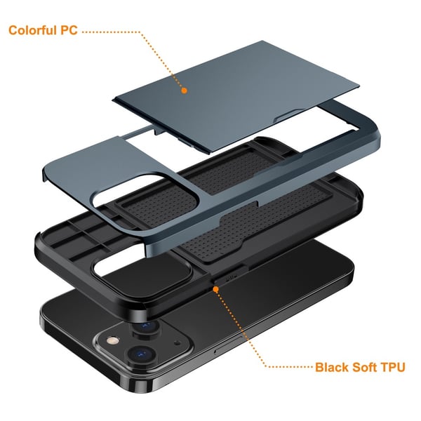 SKALO iPhone 15 Plus Armor Cover kortholder - Blå