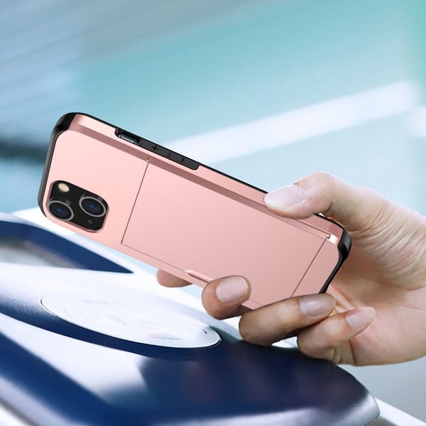 SKALO iPhone 15 Plus Armor Cover kortholder - Rosa guld