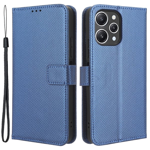 SKALO Xiaomi Redmi 12 4G/5G Premium Mini Rhombus Lompakkokotelo - Sininen