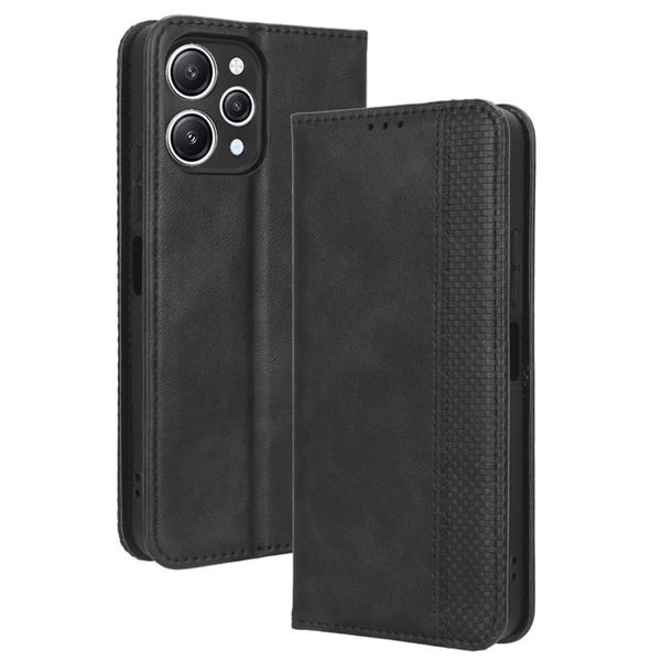 SKALO Xiaomi Redmi 12 4G/5G Kohokuvioitu Premium lompakkokotelo - Musta