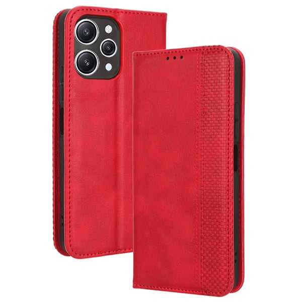 SKALO Xiaomi Redmi 12 4G/5G Kohokuvioitu Premium lompakkokotelo - Punainen