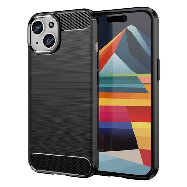 SKALO iPhone 15 Armor Carbon Iskunkestävä TPU suojakuori