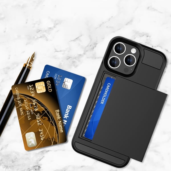 SKALO iPhone 15 Armor Cover kortholder - Blå