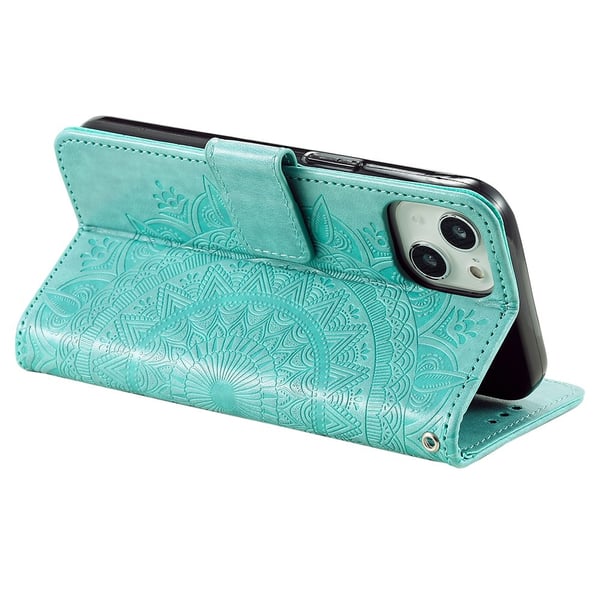 SKALO iPhone 15 Mandala Flip Cover - Turkis