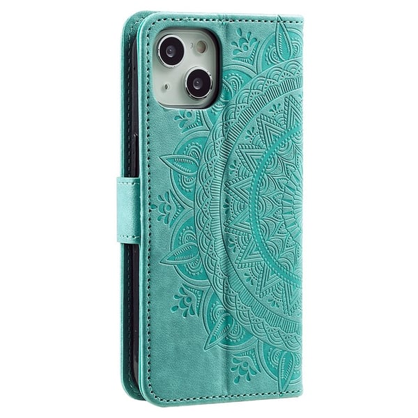 SKALO iPhone 15 Mandala Flip Cover - Turkis