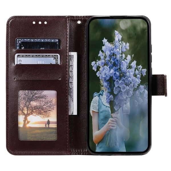 SKALO iPhone 15 Mandala Flip Cover - Brun