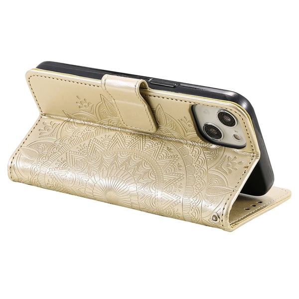 SKALO iPhone 15 Mandala Flip Cover - Guld
