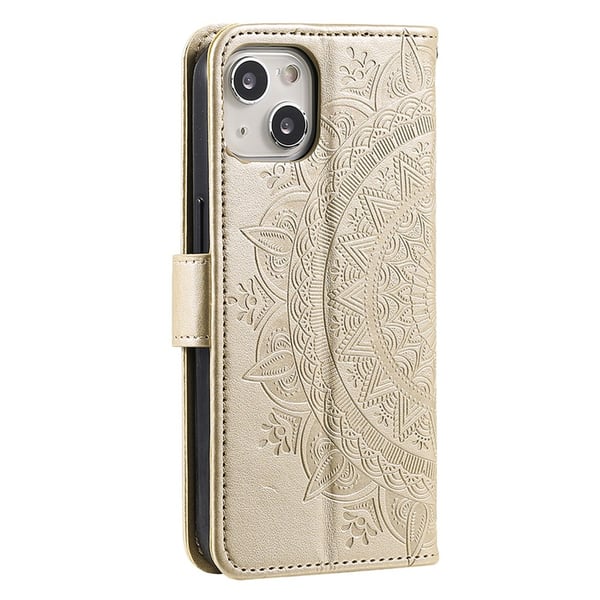 SKALO iPhone 15 Mandala Flip Cover - Guld