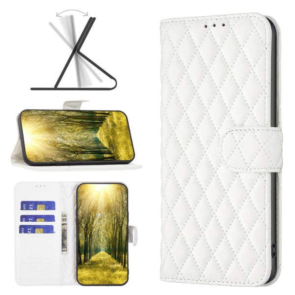 SKALO Samsung A25 5G BINFEN COLOR Tikattu Lompakko - Valkoinen