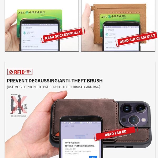 SKALO iPhone 15 Plus PU-læder Cover med Pung - Brun