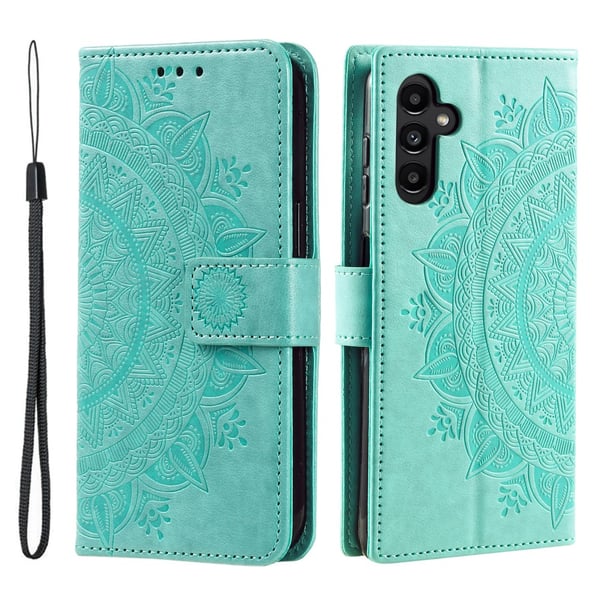 SKALO Samsung S23 FE Mandala lompakkokotelo - Turkoosi SKALO Samsung S23 FE Mandala lompakkokotelo - Turkoosi