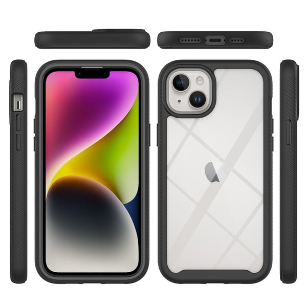 SKALO iPhone 15 Plus Stødsikker Clear Hybrid Cover - Sort