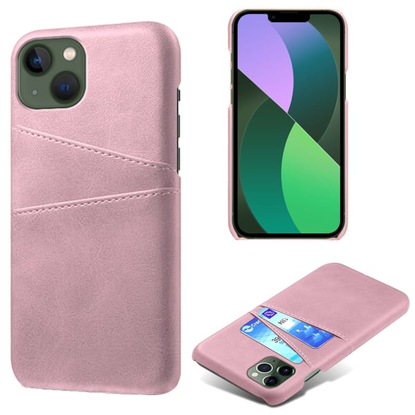 SKALO iPhone 15 PU-læder Kortholder Cover - Rosa guld