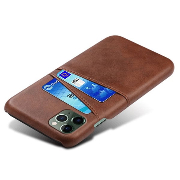 SKALO iPhone 15 Pro PU-læder Kortholder Cover - Brun