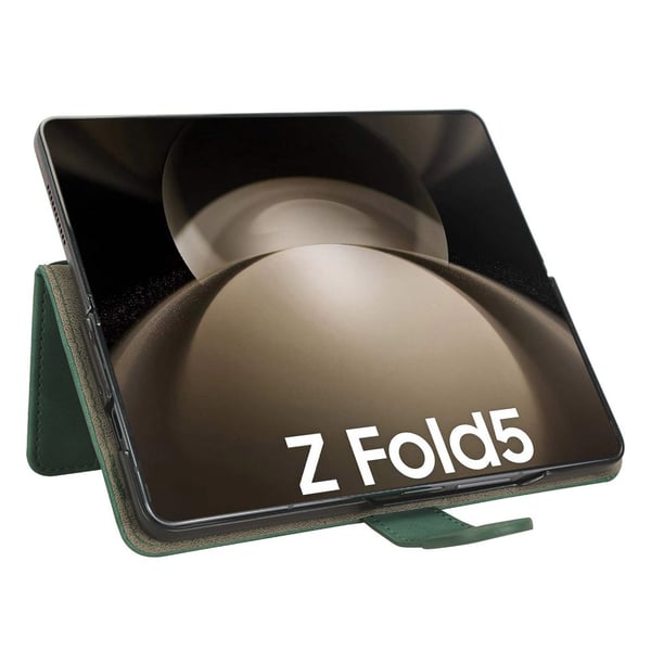 SKALO Samsung Z Fold5 Lompakkokotelo PU-nahkaa - Vihreä