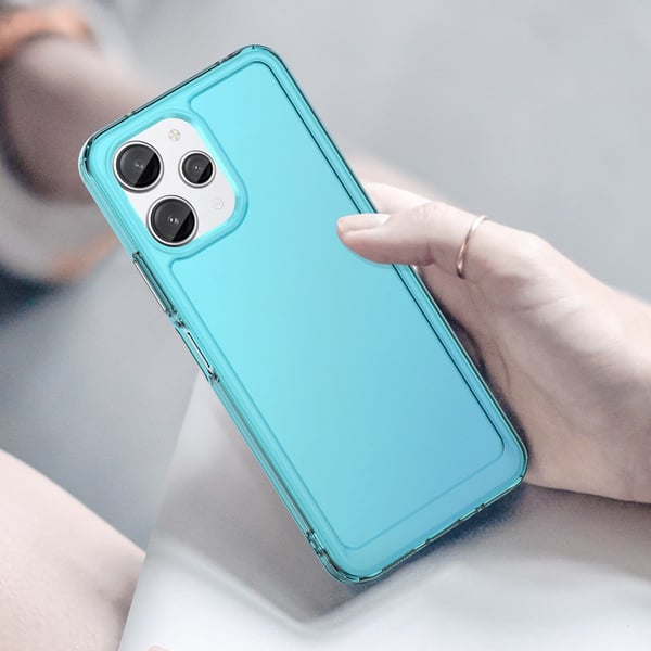 SKALO Xiaomi Redmi 12 4G/5G Transparent TPU Metal Buttons Cover - Turkis
