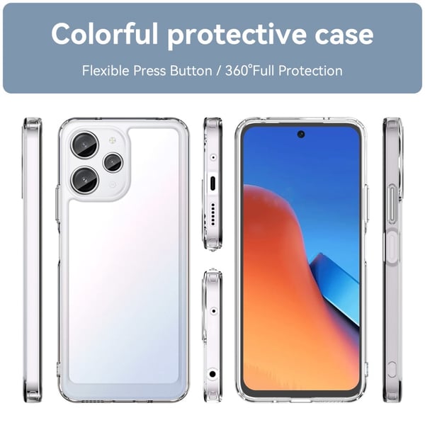 SKALO Xiaomi Redmi 12 4G/5G Transparent TPU Metal Buttons Cover - Gennemsigtig