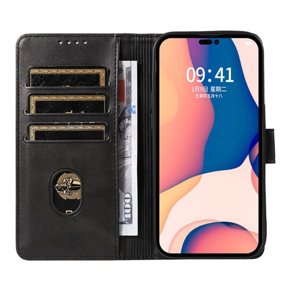 SKALO iPhone 15 Pro Premium Wallet Flip Cover - Khaki