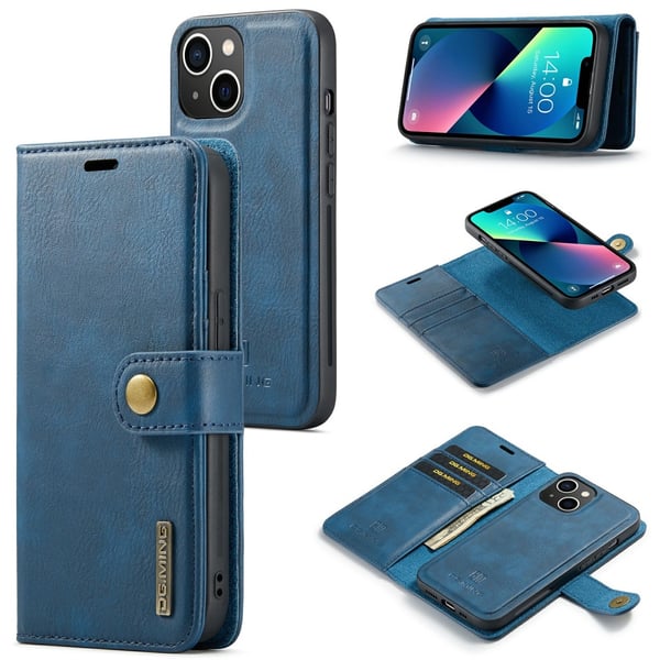 DG MING iPhone 15 2-i-1 Magnet Plånboksfodral - Blå