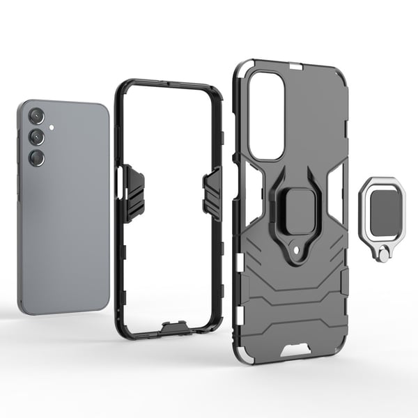 SKALO Samsung A25 5G Armor Hybrid metal ring cover - Sort