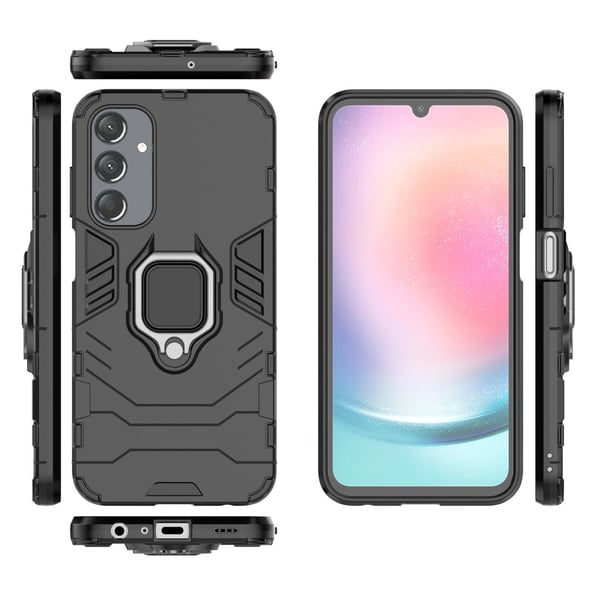 SKALO Samsung A25 5G Armor Hybrid metal ring cover - Sort