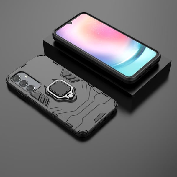 SKALO Samsung A25 5G Armor Hybrid metal ring cover - Sort