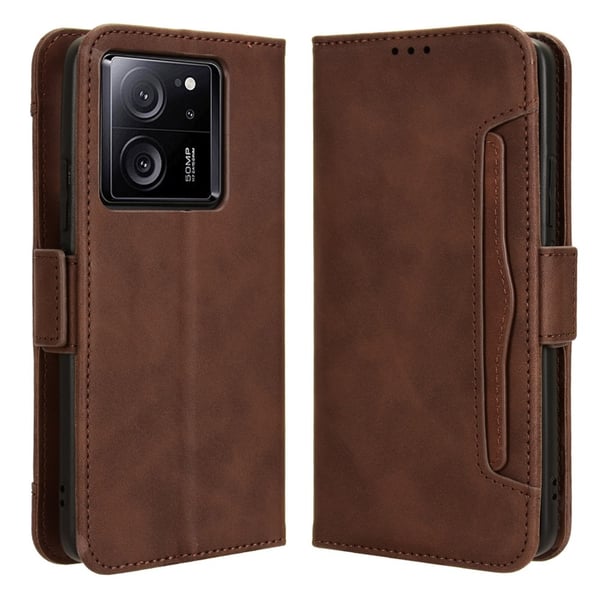 SKALO Xiaomi 13T/13T Pro 6-lokeroa Lompakkokotelo - Ruskea