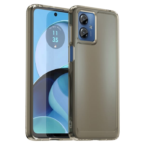 SKALO Motorola Moto G14 Transparent TPU Metal Buttons Cover - Grå