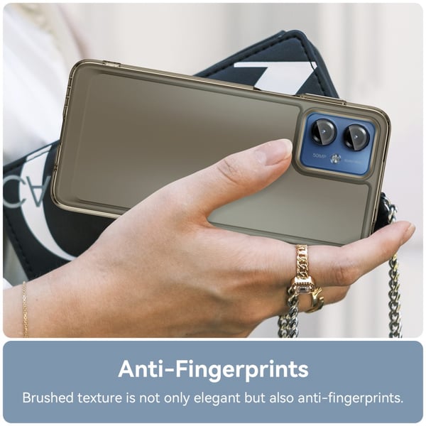 SKALO Motorola Moto G14 Transparent TPU Metal Buttons Cover - Grå