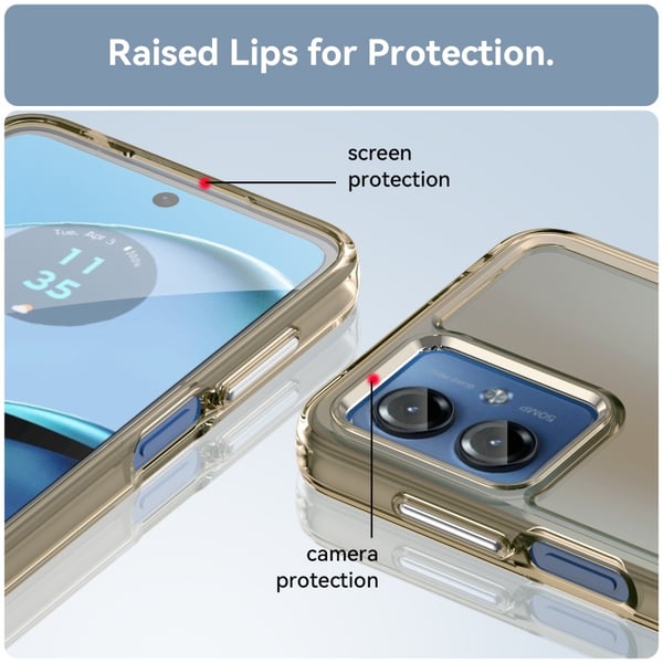 SKALO Motorola Moto G14 Transparent TPU Metal Buttons Cover - Grå
