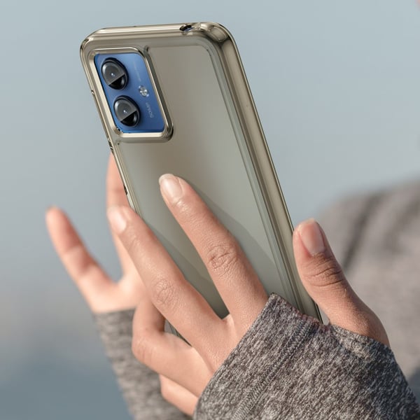 SKALO Motorola Moto G14 Transparent TPU Metal Buttons Cover - Grå