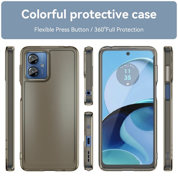 SKALO Motorola Moto G14 Transparent TPU Metal Buttons Cover - Grå