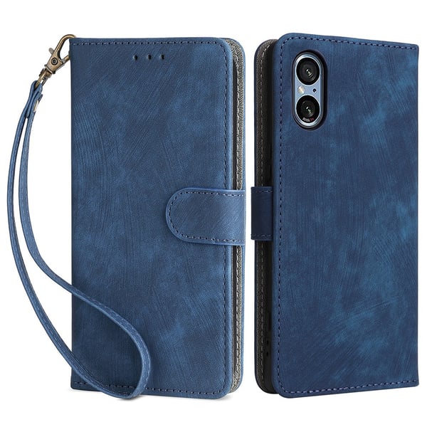 SKALO Sony Xperia 5 V Flip Cover m. pung i PU-læder - Blå