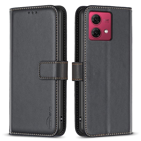 Motorola Moto G84 5G BINFEN COLOR Præget Flip Cover - Sort Motorola Moto G84 5G BINFEN COLOR Præget Flip Cover - Sort
