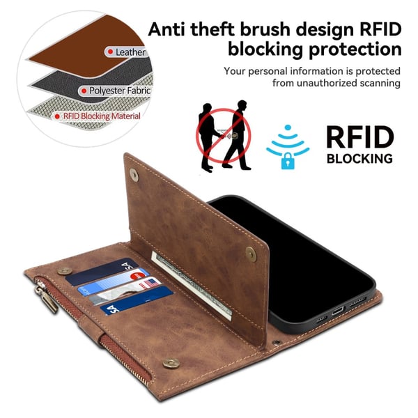 SKALO Motorola Moto G84 5G ESEBLE Big Wallet Pungetui - Brun