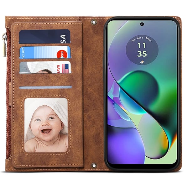 SKALO Motorola Moto G84 5G ESEBLE Big Wallet Pungetui - Brun