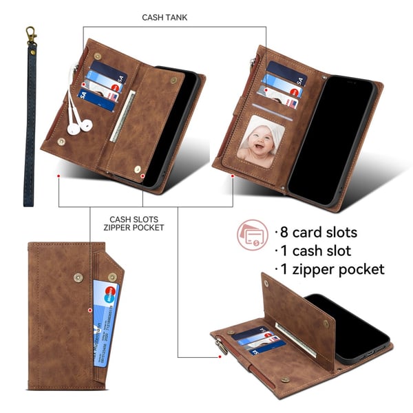 SKALO Motorola Moto G84 5G ESEBLE Big Wallet Pungetui - Brun