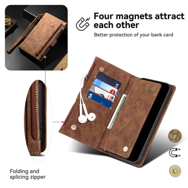 SKALO Motorola Moto G84 5G ESEBLE Big Wallet Pungetui - Brun