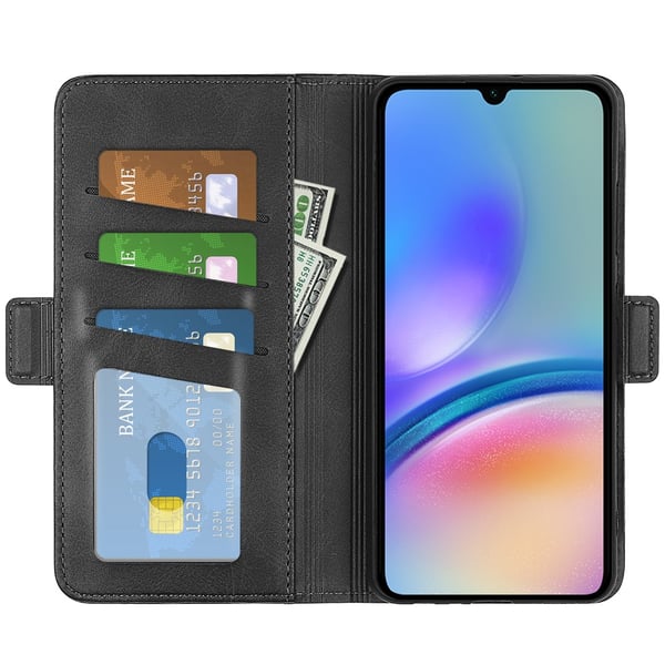 SKALO Samsung A05s 4G Premium Wallet Flip Cover - Sort