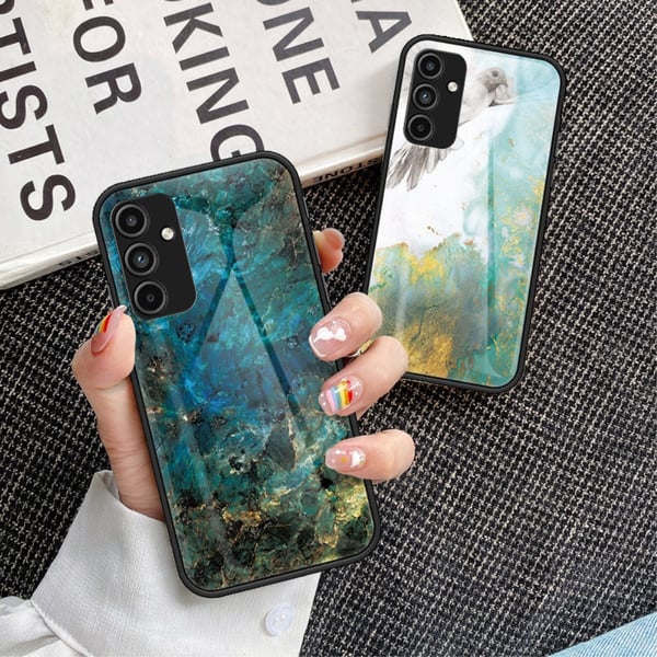SKALO Samsung A15 4G Marmor hærdet glas TPU Cover - #3