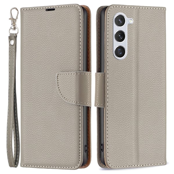 SKALO Samsung S24 Litchi Flip Cover - Grå