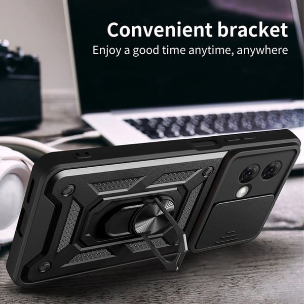SKALO Motorola Moto G84 5G Armor Hybrid Magnet Ring Camera Slider - Rød