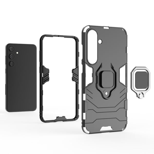 SKALO Samsung S24+ Armor Hybrid metal ring cover - Sort