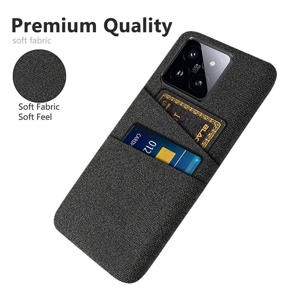 SKALO Xiaomi 14 5G Kortholder Cover i Stof - Sort