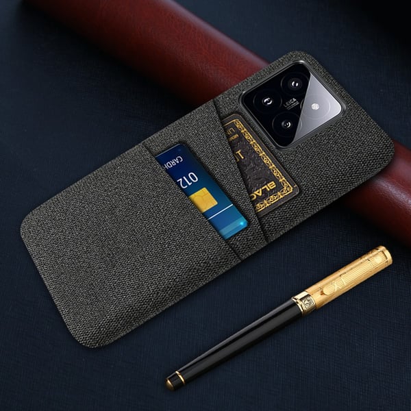 SKALO Xiaomi 14 5G Kortholder Cover i Stof - Sort