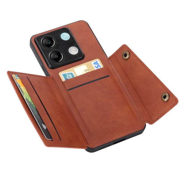 SKALO Xiaomi Redmi Note 13 Pro 5G PU-læder Cover med Pung - Brun